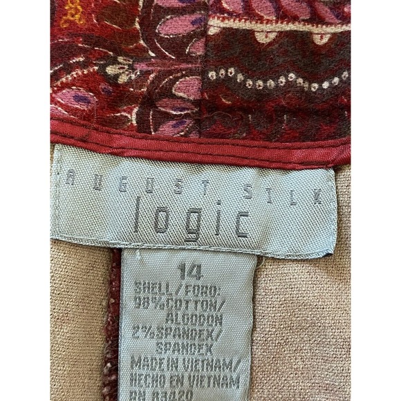 August Silk Logic Women Pants Size 14 Boot cut Red Paisley Print Stretch Boho - Picture 10 of 12